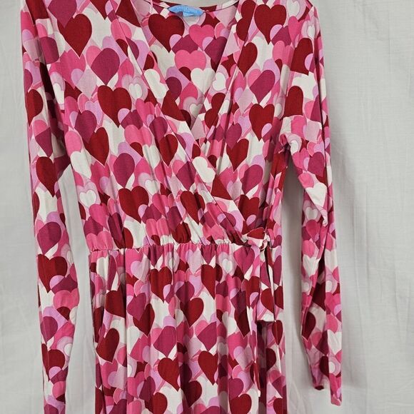 DRAPER JAMES RSVP Valentine's Day Hearts Long Sleeve Knit Wrap Dress-Small - Picture 5 of 9